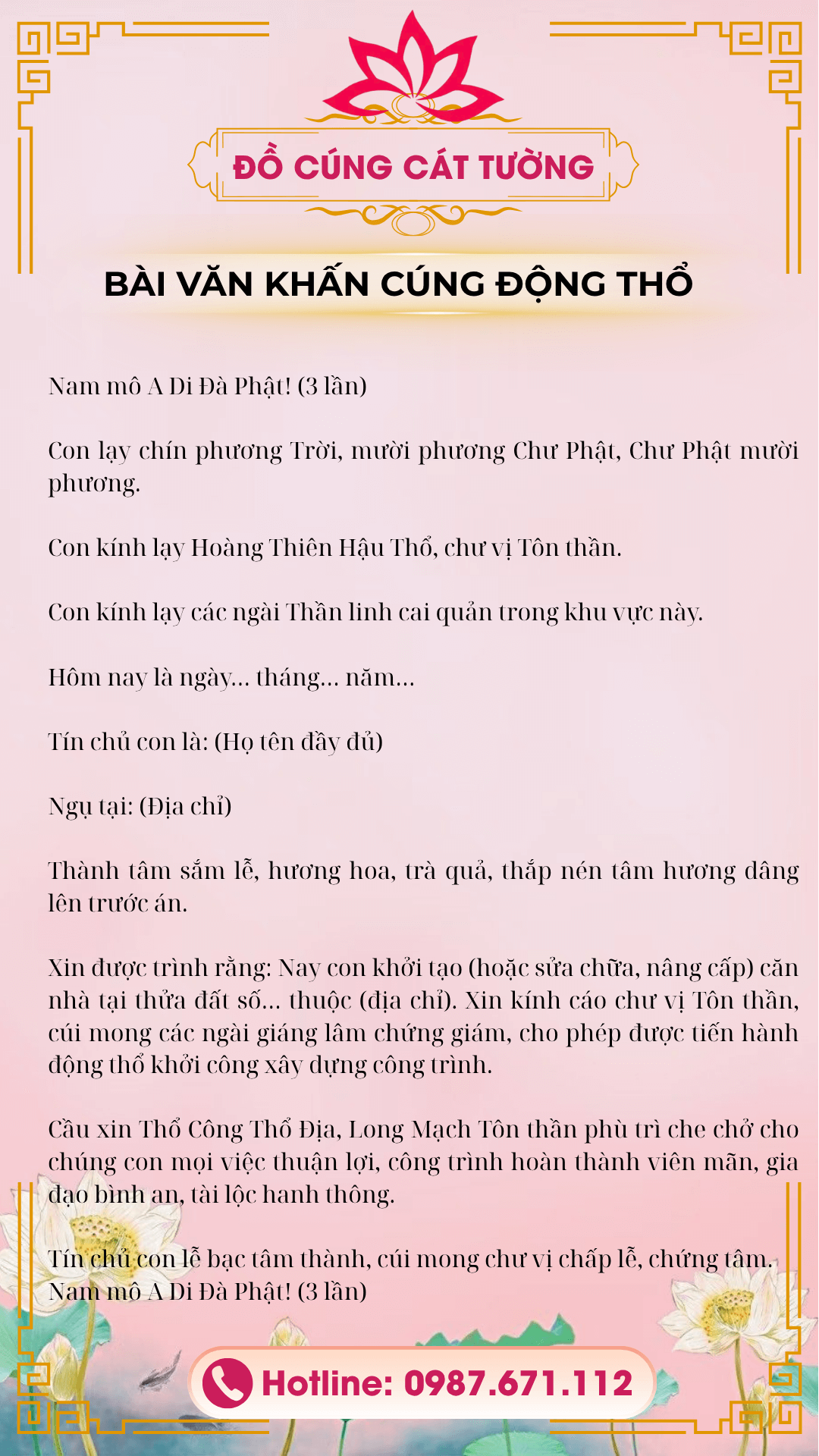 Bài cúng động thổ xây nhà đầy đủ nhất 2025